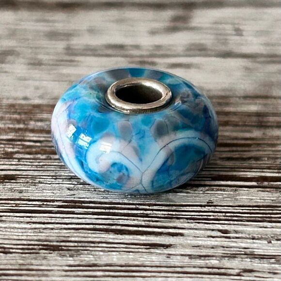 Summersday Artisan Trollbeads Style Trollstone Blue Pink White Mosaic Swirl NEW - Picture 7 of 12